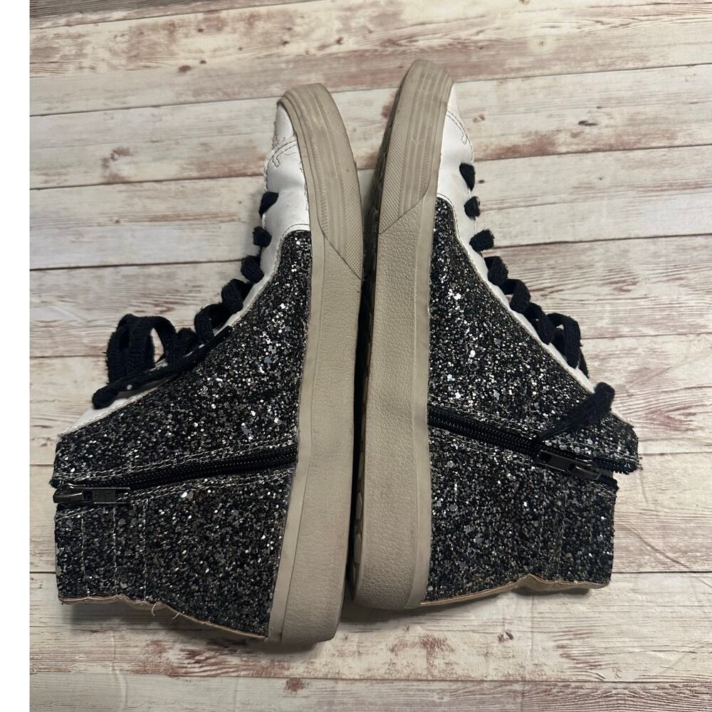 ShuShop Pia Glitter High Top Sneakers Women's Size 10 Shoes Silver Gold Metallic - Picture 6 of 8